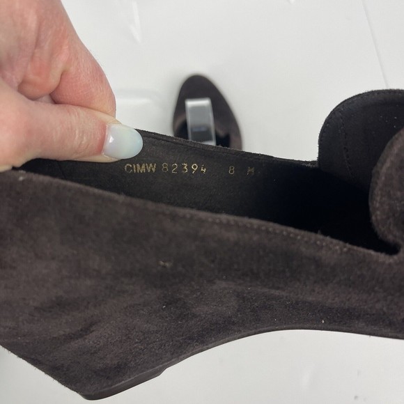 Stuart Weitzman Wedges Womens Size 8 Brown Suede Loafers Sleek Striking‎ Modern - Picture 5 of 8